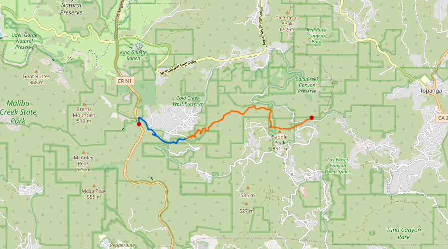 Map: Segment 6: Saddle Peak to Piuma TH