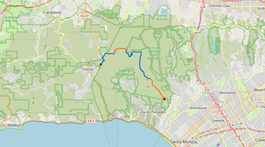 Map: Segment 8: Trippet Ranch to Will Rogers State Park